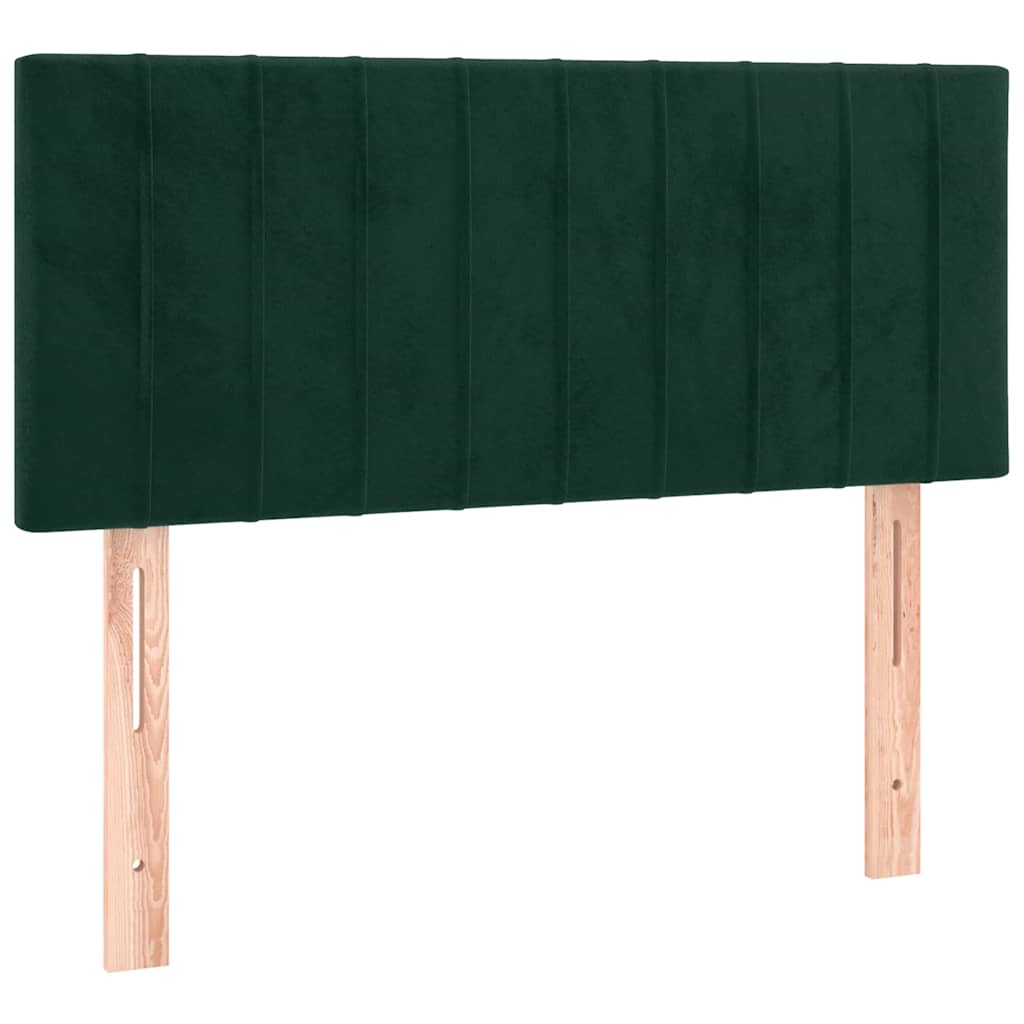kontinentalseng med madras og LED-lys 90x190 cm fløjl mørkegrøn