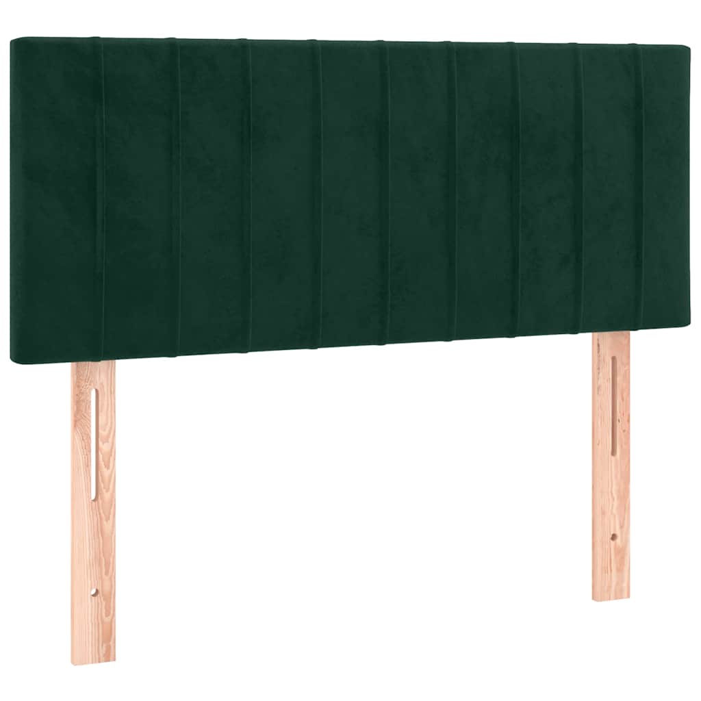 kontinentalseng med madras og LED-lys 90x200 cm fløjl mørkegrøn