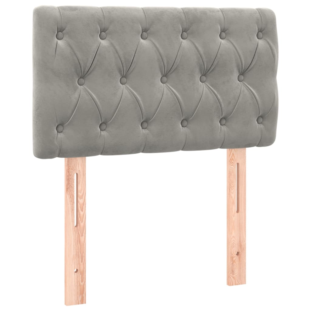 kontinentalseng med madras og LED-lys 80x200 cm velour lysegrå