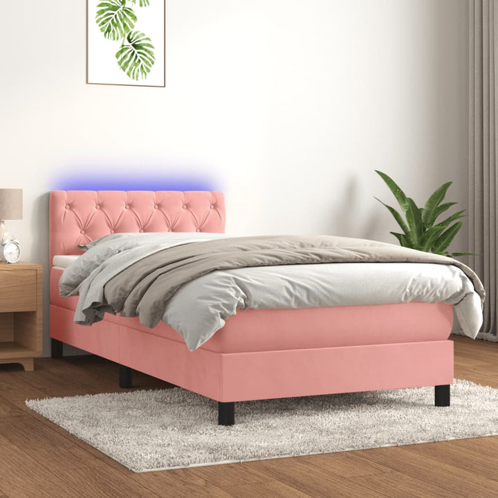 kontinentalseng med madras og LED-lys 80x200 cm velour pink