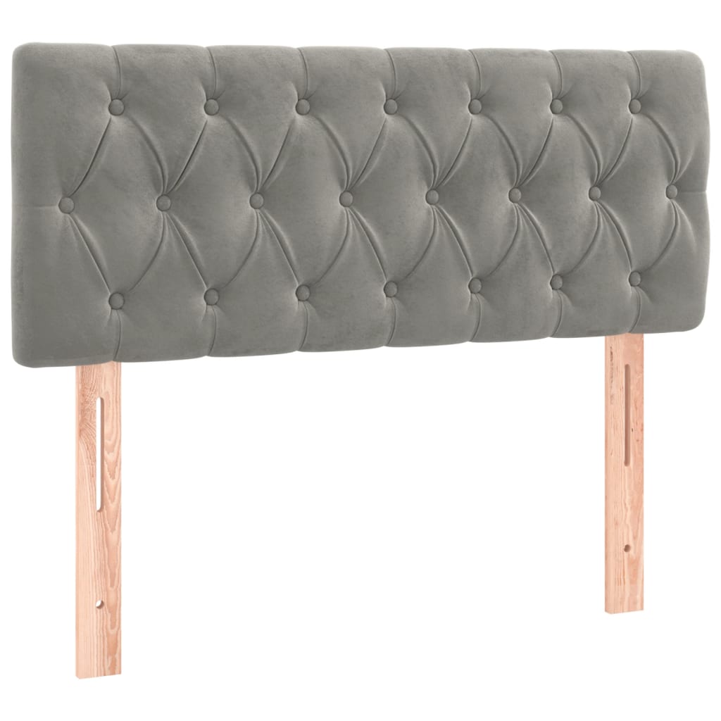 kontinentalseng med madras og LED-lys 90x200 cm fløjl lysegrå