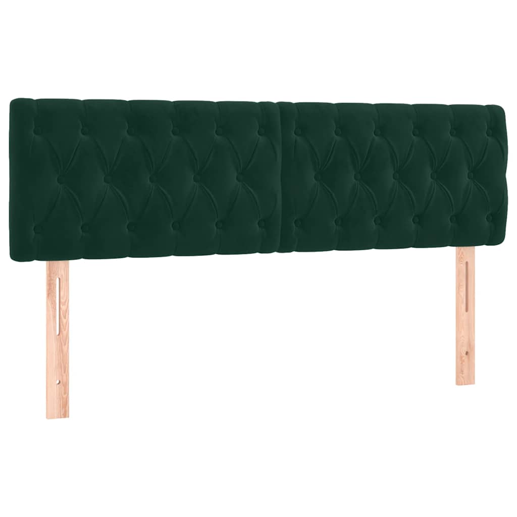 kontinentalseng med madras og LED-lys 140x190 cm fløjl mørkegrøn
