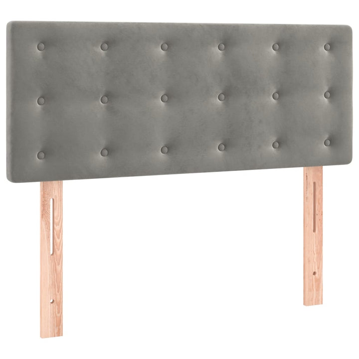 kontinentalseng med madras og LED-lys 80x200 cm velour lysegrå