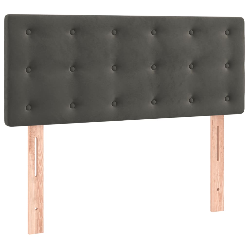 kontinentalseng med madras og LED-lys 90x190 cm fløjl mørkegrå