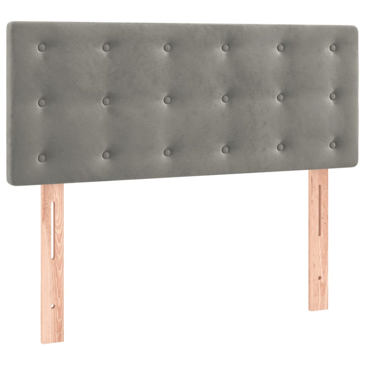 kontinentalseng med madras og LED-lys 90x200 cm fløjl lysegrå