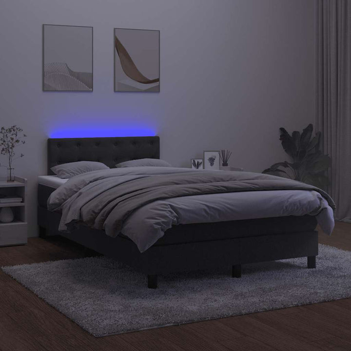kontinentalseng med madras og LED-lys 120x200 cm fløjl sort