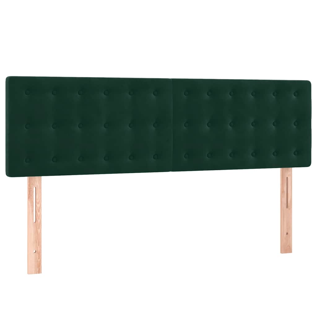 kontinentalseng med madras og LED-lys 140x190 cm fløjl mørkegrøn