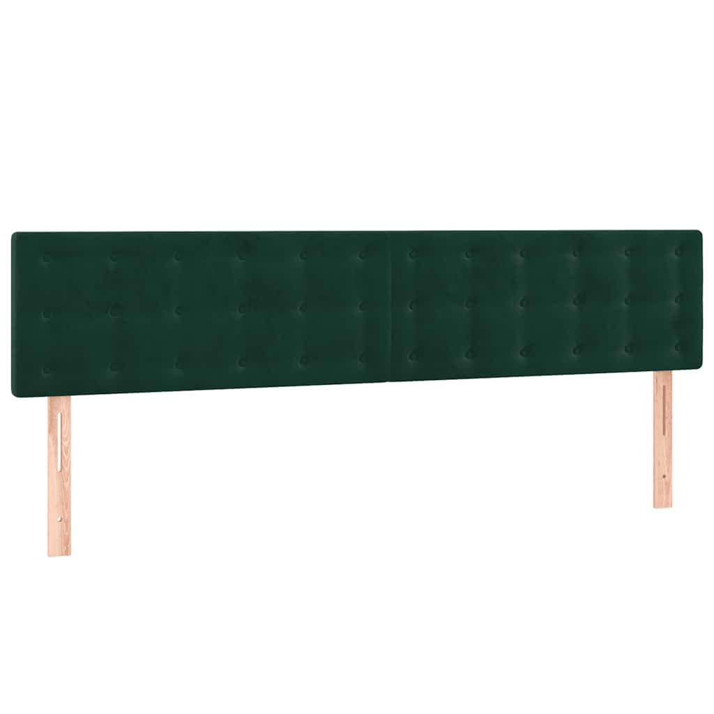 kontinentalseng med madras og LED-lys 200x200 cm fløjl mørkegrøn
