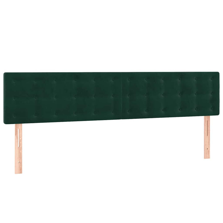 kontinentalseng med madras og LED-lys 200x200 cm fløjl mørkegrøn