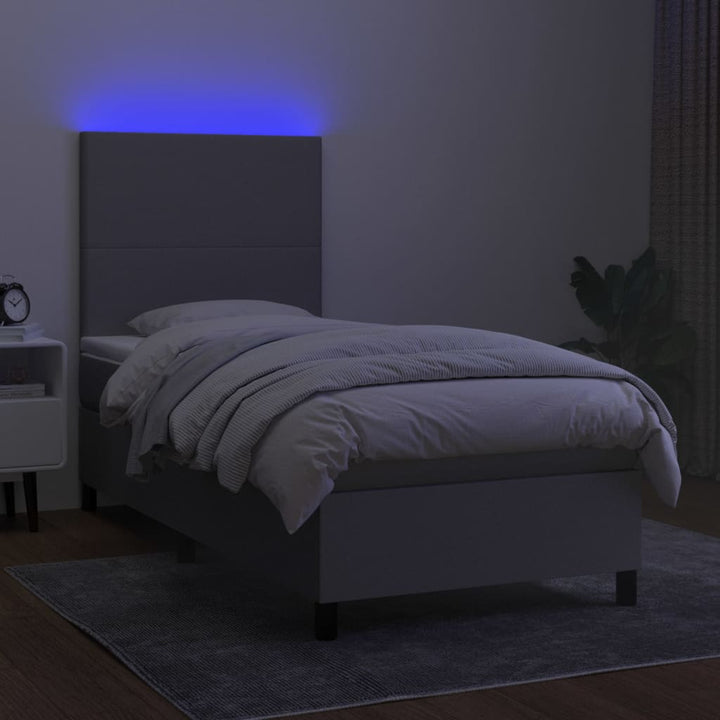 kontinentalseng med LED-lys 80x200 cm stof lysegrå