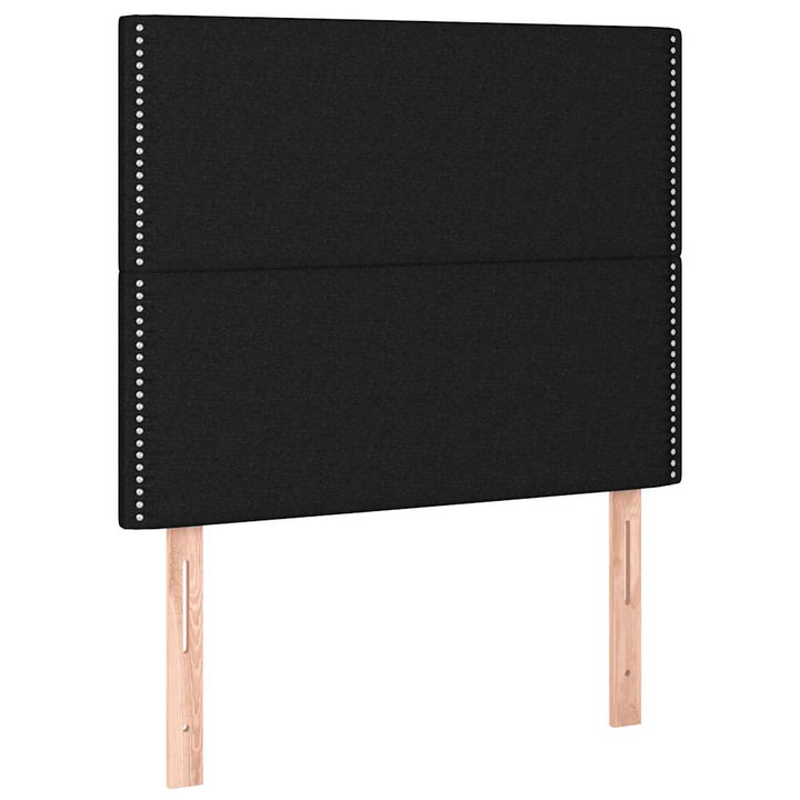 kontinentalseng med LED-lys 90x200 cm stof sort