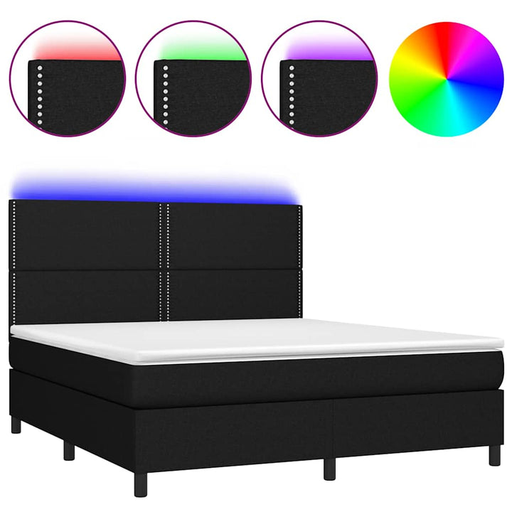 kontinentalseng med LED-lys 160x200 cm stof sort