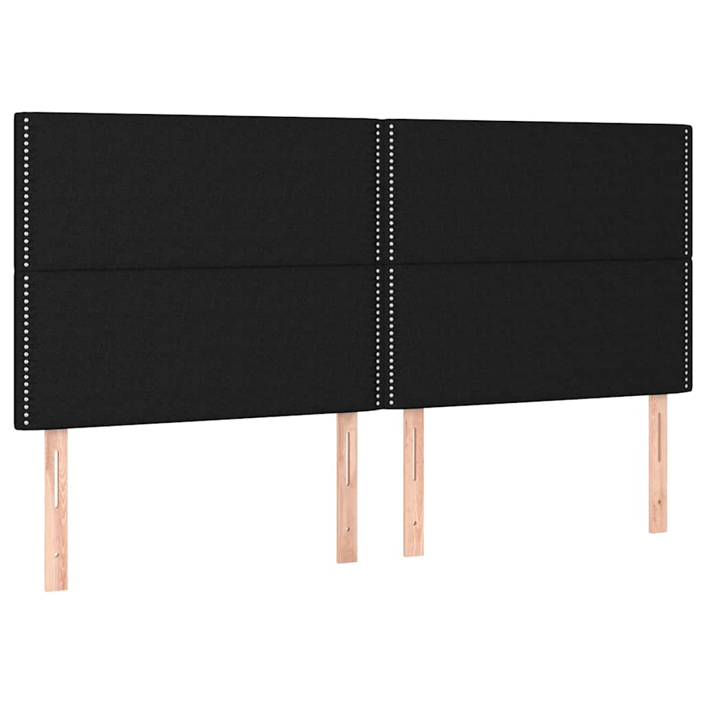 kontinentalseng med LED-lys 160x200 cm stof sort