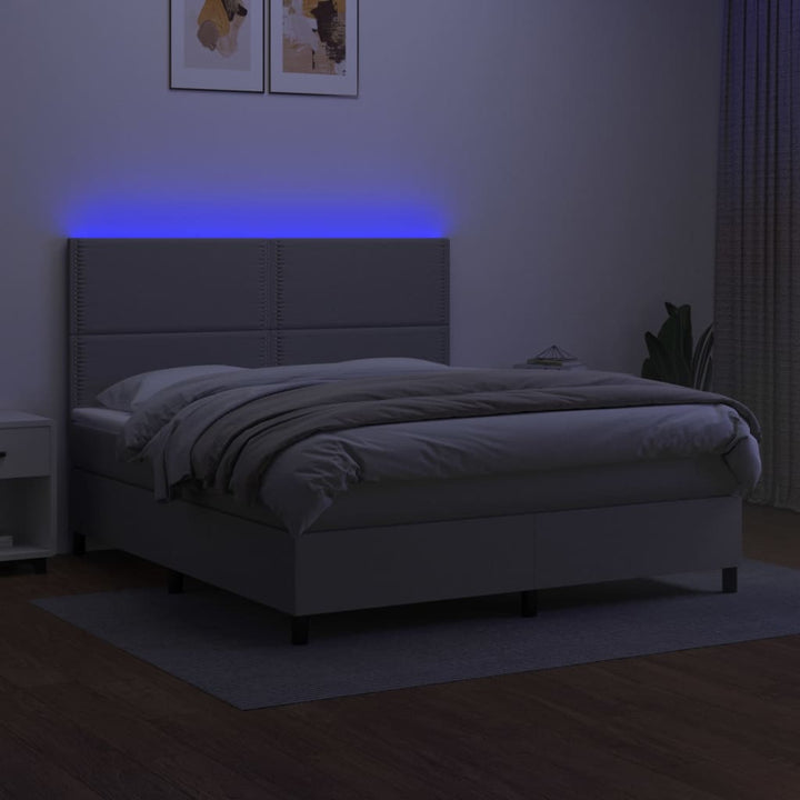 kontinentalseng med LED-lys 180x200 cm stof lysegrå