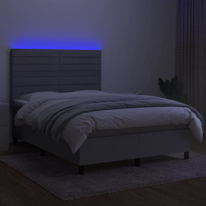 kontinentalseng med LED-lys 140x190 cm stof lysegrå