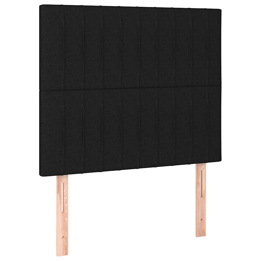 kontinentalseng med LED-lys 90x190 cm stof sort