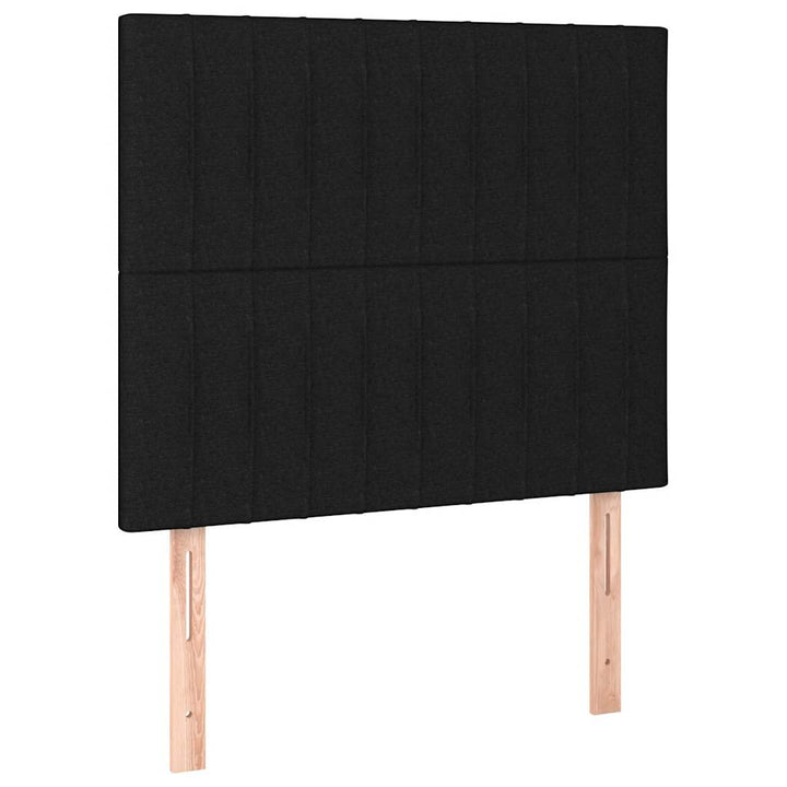 kontinentalseng med LED-lys 120x200 cm stof sort