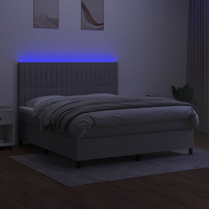 kontinentalseng med LED-lys 160x200 cm stof lysegrå