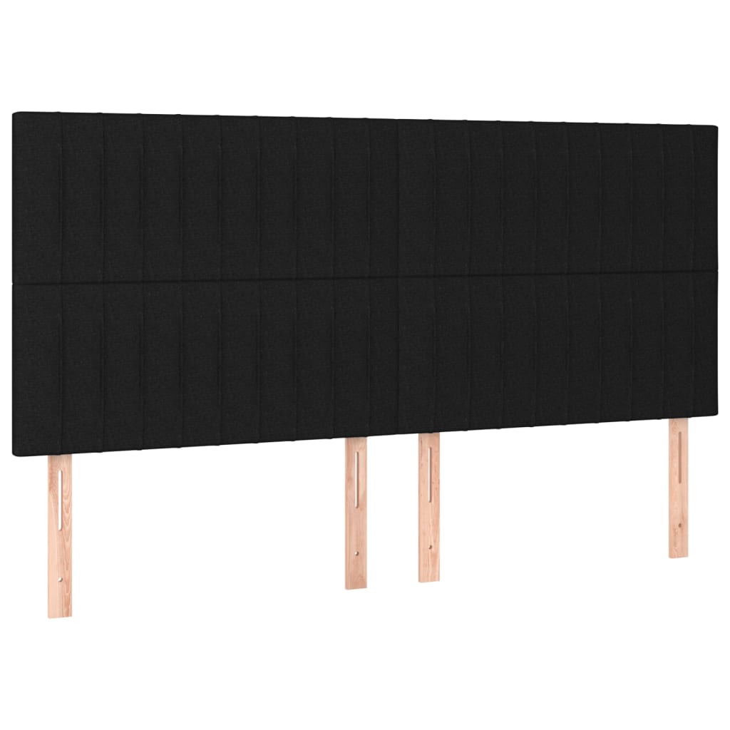 kontinentalseng med LED-lys 180x200 cm stof sort
