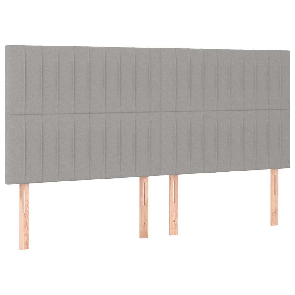 kontinentalseng med LED-lys 200x200 cm stof lysegrå