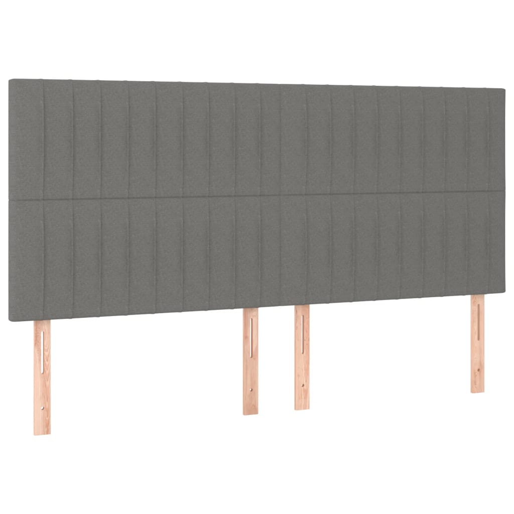 kontinentalseng med LED-lys 200x200 cm stof mørkegrå