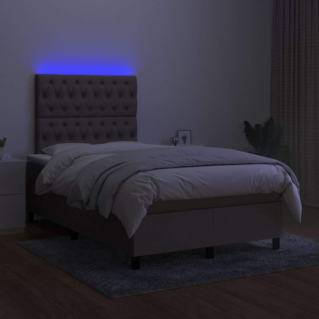 kontinentalseng med LED-lys 120x200 cm stof gråbrun