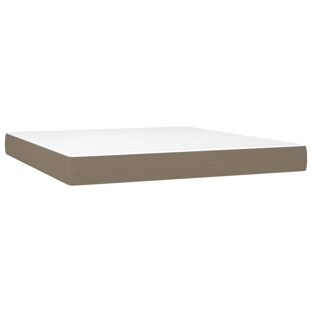 kontinentalseng med LED-lys 160x200 cm stof gråbrun
