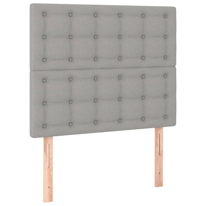 kontinentalseng med LED-lys 90x190 cm stof lysegrå