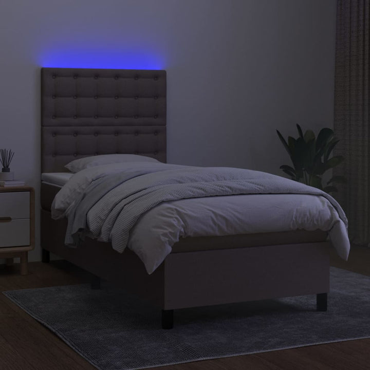 kontinentalseng med LED-lys 100x200 cm stof gråbrun