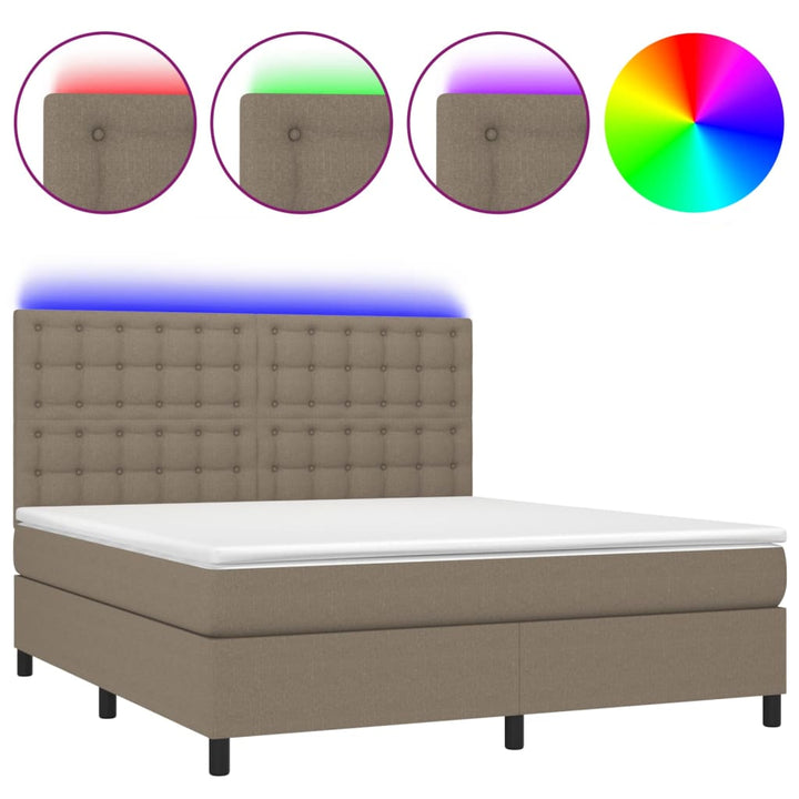 kontinentalseng med LED-lys 160x200 cm stof gråbrun