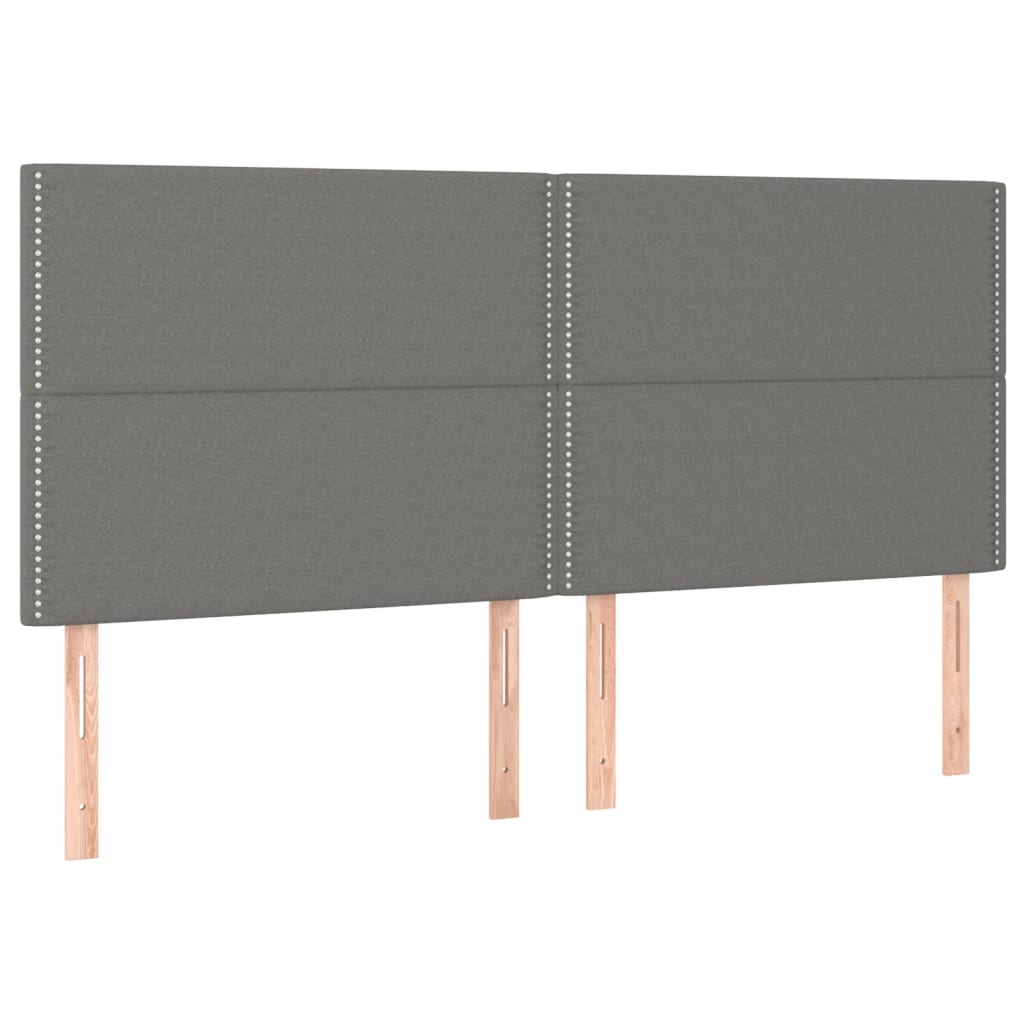 kontinentalseng med LED-lys 200x200 cm stof mørkegrå