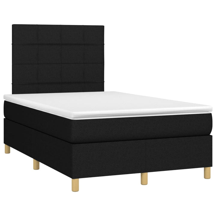 kontinentalseng med LED-lys 120x200 cm stof sort
