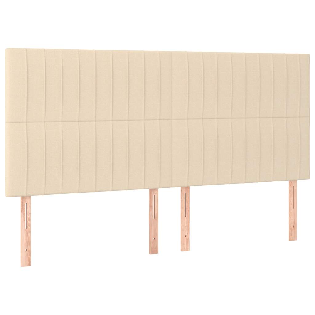 kontinentalseng med LED-lys 180x200 cm stof cremefarvet
