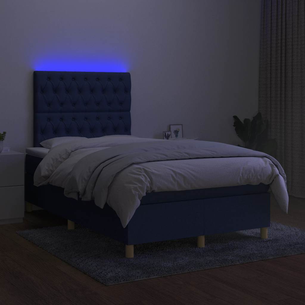 kontinentalseng med LED-lys 120x200 cm stof sort