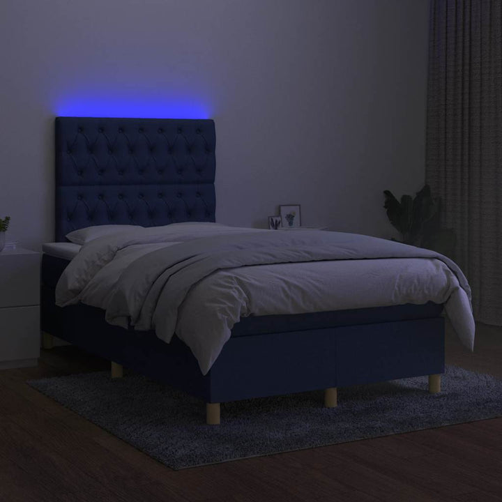 kontinentalseng med LED-lys 120x200 cm stof sort