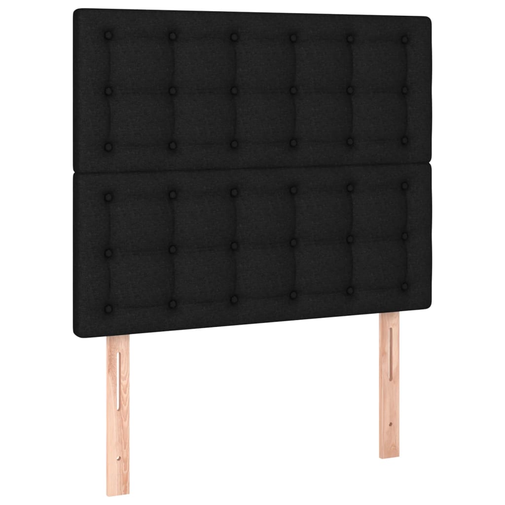 kontinentalseng med LED-lys 90x200 cm stof sort