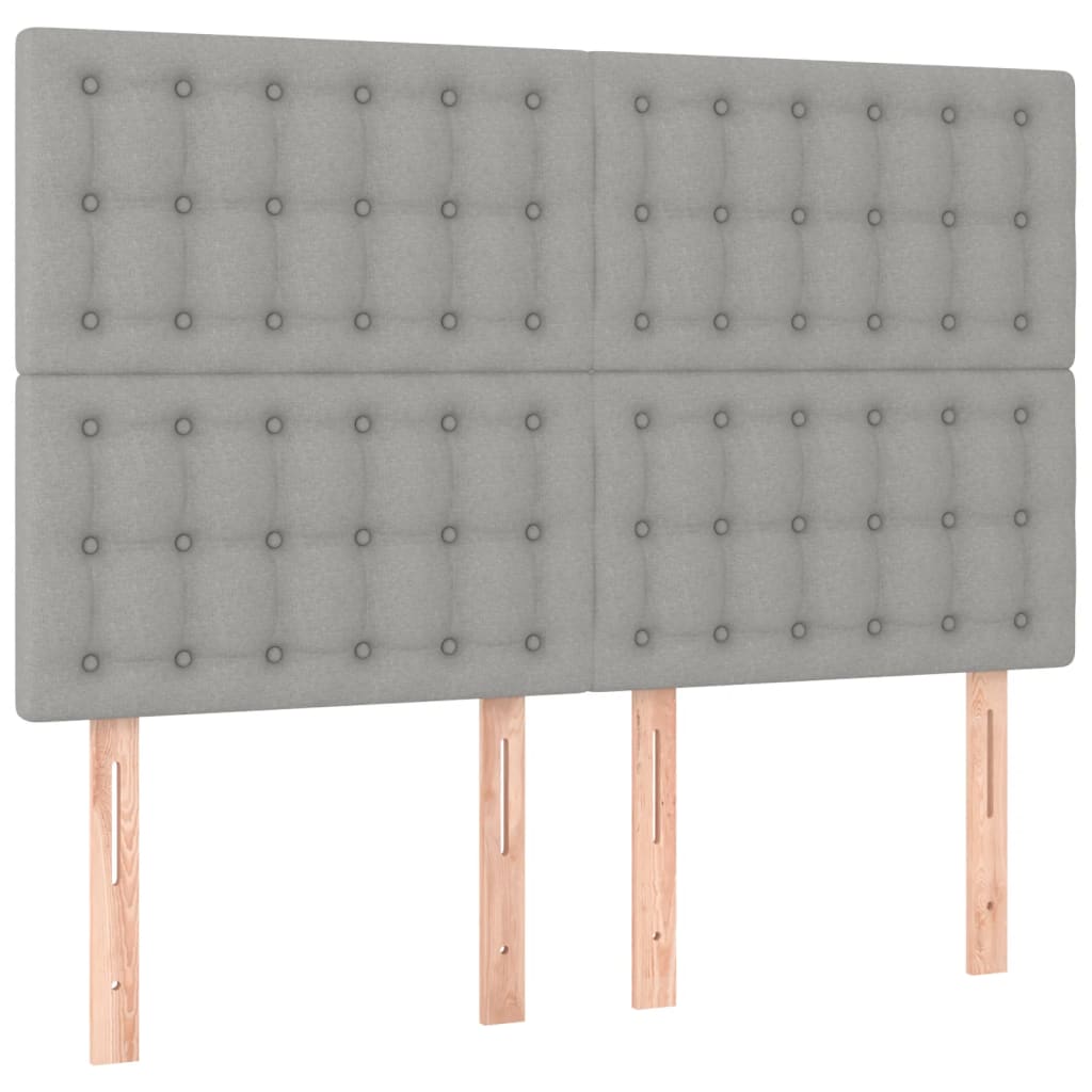 kontinentalseng med LED-lys 140x190 cm stof lysegrå