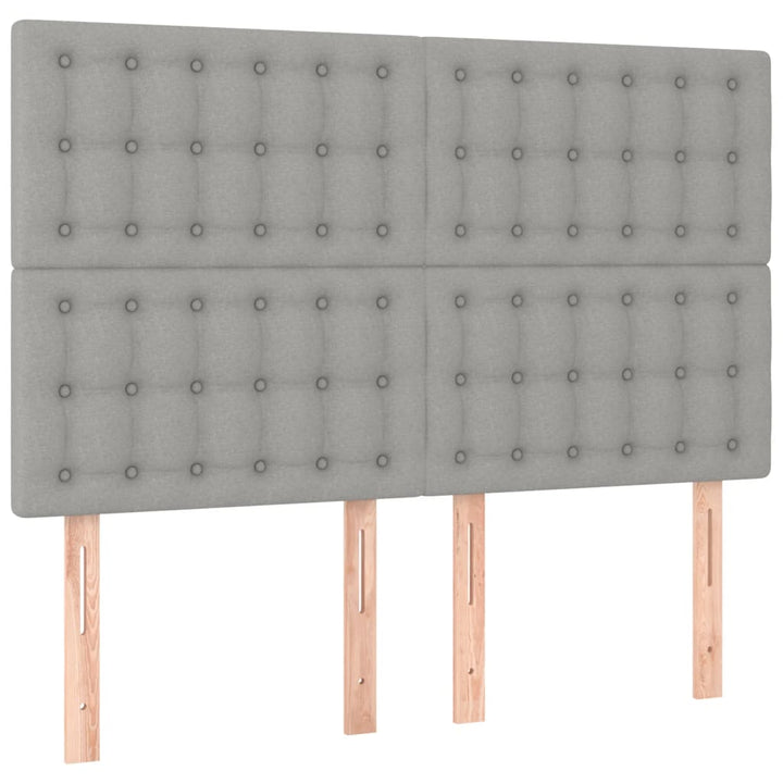 kontinentalseng med LED-lys 140x190 cm stof lysegrå