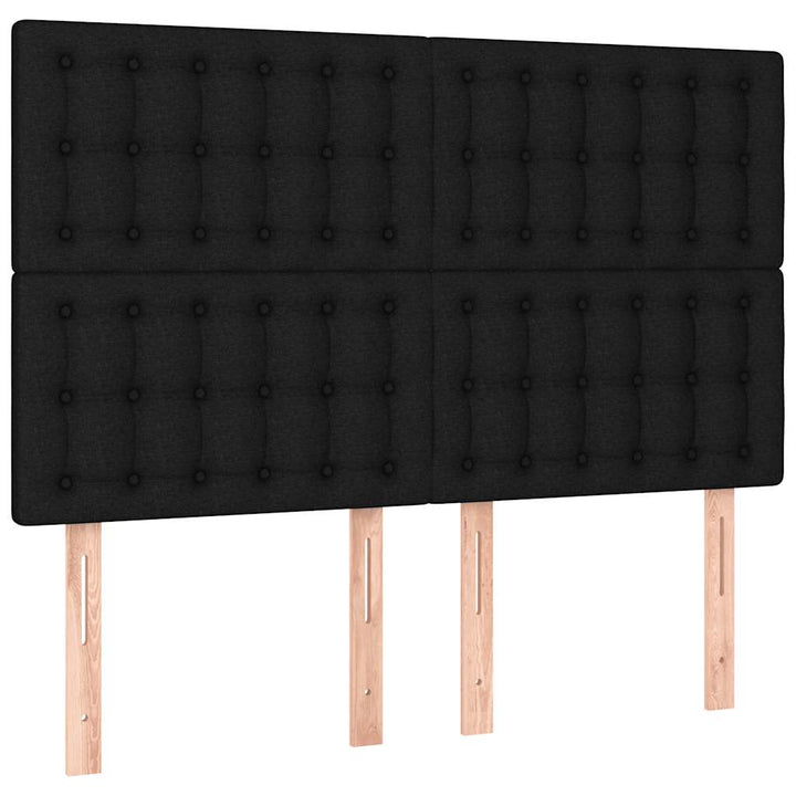 kontinentalseng med LED-lys 140x200 cm stof sort