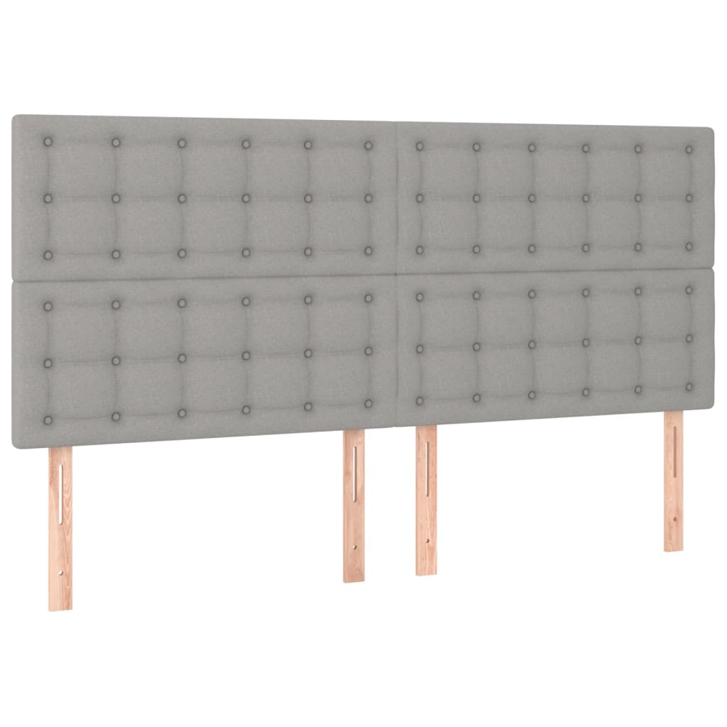 kontinentalseng med LED-lys 200x200 cm stof lysegrå