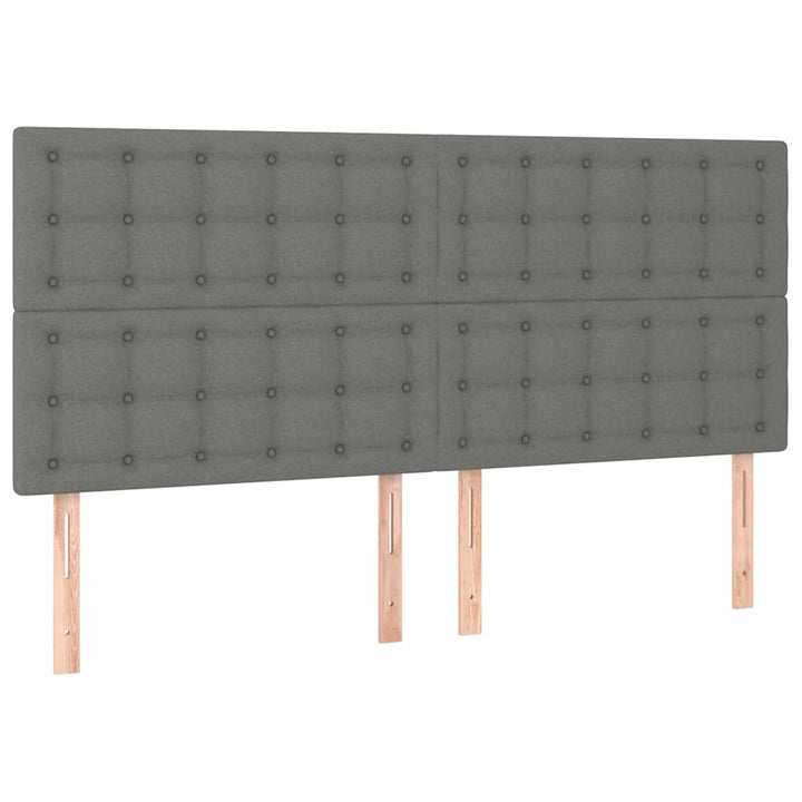 kontinentalseng med LED-lys 200x200 cm stof mørkegrå