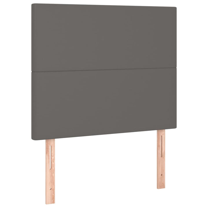 kontinentalseng med LED-lys 90x190 cm kunstlæder grå