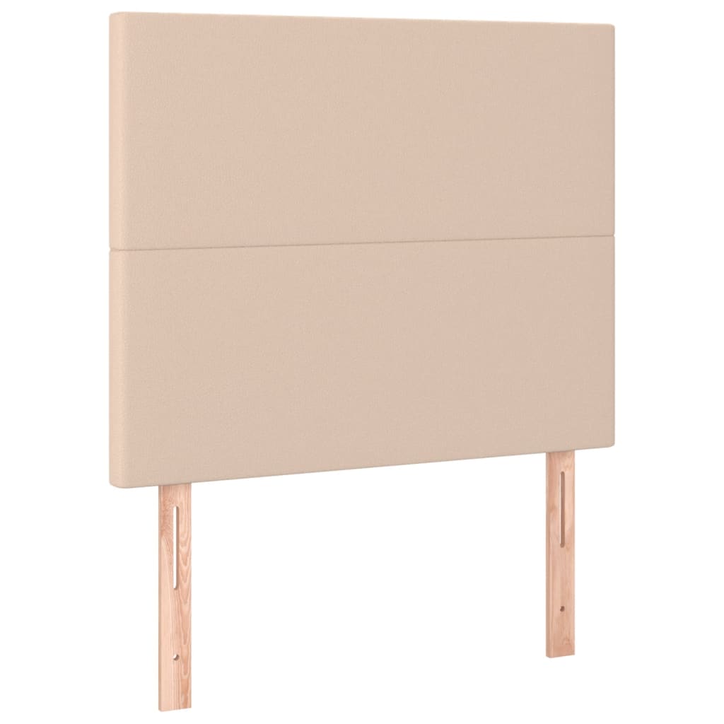 kontinentalseng LED-lys 90x200 cm kunstlæder cappuccinofarvet