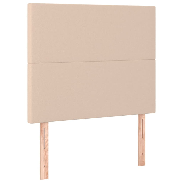 kontinentalseng LED-lys 90x200 cm kunstlæder cappuccinofarvet