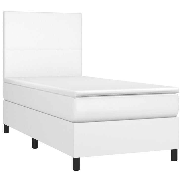 kontinentalseng med LED-lys 100x200 cm kunstlæder hvid
