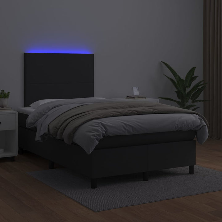 kontinentalseng med LED-lys 120x200 cm kunstlæder sort