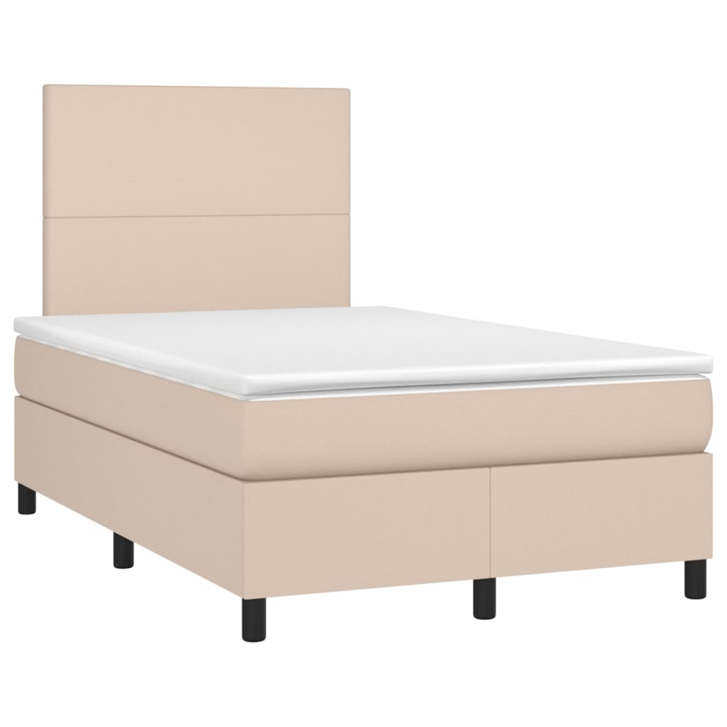 kontinentalseng med LED-lys 120x200 cm kunstlæder cappuccino