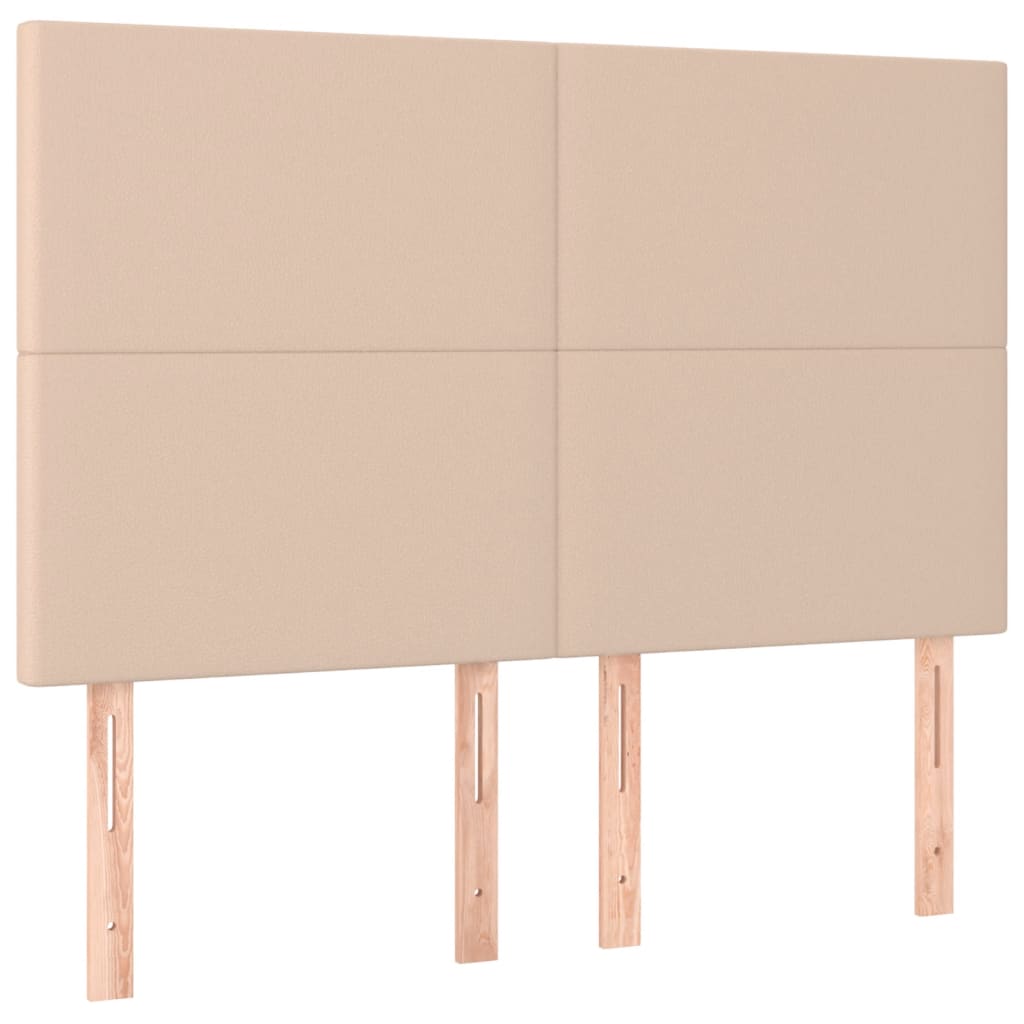 kontinentalseng LED-lys 140x190 cm kunstlæder cappuccinofarvet