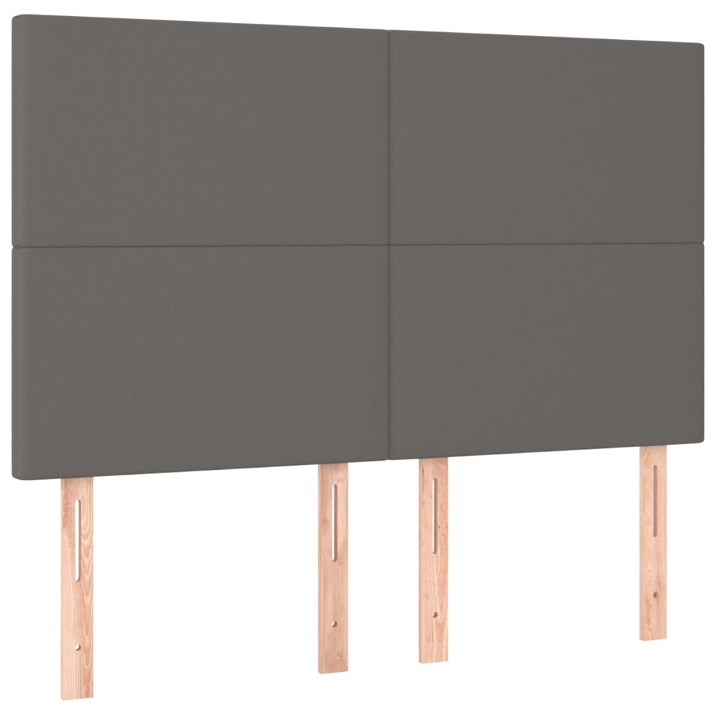 kontinentalseng med LED-lys 140x200 cm kunstlæder grå