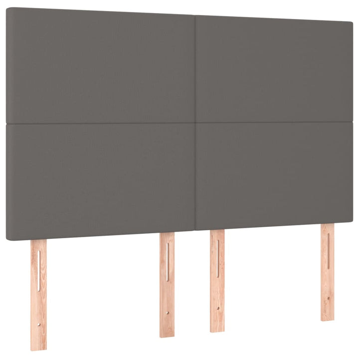 kontinentalseng med LED-lys 140x200 cm kunstlæder grå